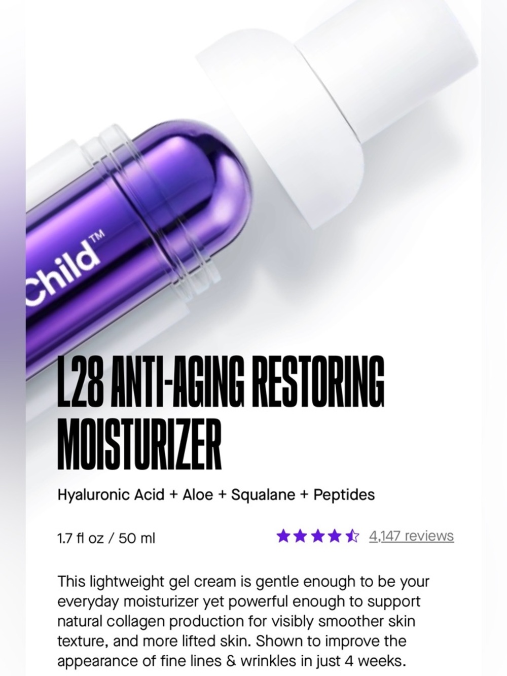 L28 SpoiledChild Anti-Aging Restoring Moisturizer-Improves Fine Lines & Wrinkles